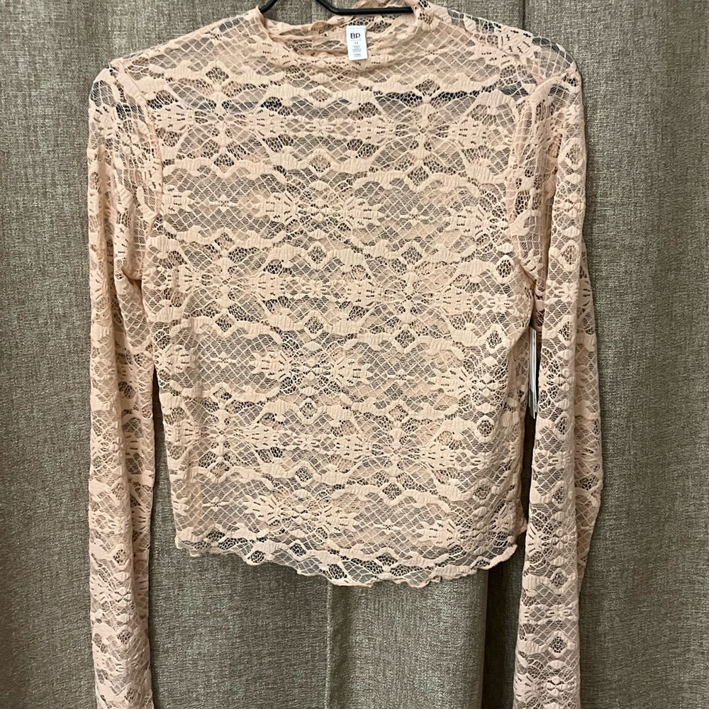 BP Tan Cropped Lace Blouse